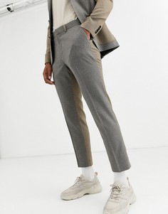 Укороченные брюки скинни в мелкую клетку ASOS DESIGN-Бежевый