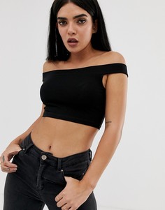 Черный кроп-топ с открытыми плечами ASOS DESIGN