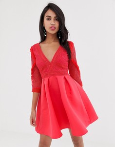 Приталенное платье с v-образным вырезом Little Mistress-Розовый
