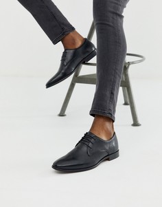 Черные кожаные туфли дерби Walk London-Черный
