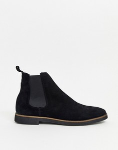 Черные замшевые ботинки челси Walk London-Черный