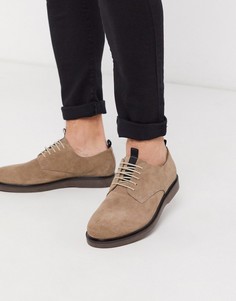 Серо-коричневые замшевые туфли на шнуровке H By Hudson-Бежевый