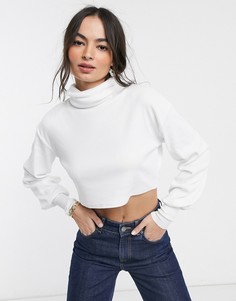 Белый свободный кроп-топ с высоким воротником ASOS DESIGN