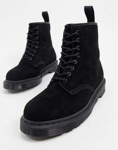 Черные замшевые ботинки с 8 парами люверсов Dr Martens 1460-Черный