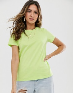 Футболка лаймового цвета из органического хлопка с круглым вырезом ASOS DESIGN-Зеленый