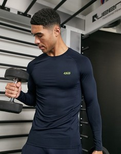 Темно-синий обтягивающий лонгслив для бега из быстросохнущей ткани ASOS 4505