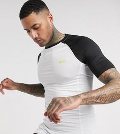 Обтягивающая футболка для бега с контрастными рукавами реглан ASOS 4505 Tall-Белый