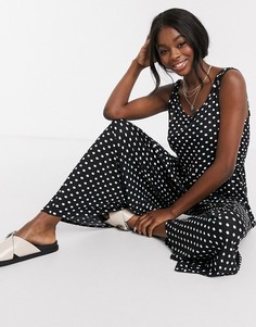 Свободный комбинезон для дома в горошек с овальным вырезом ASOS DESIGN-Мульти