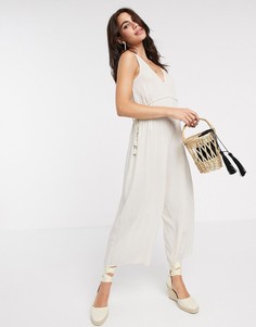 Комбинезон кремового цвета для дома со шнурком на талии ASOS DESIGN-Мульти