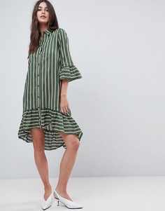 Платье-рубашка в полоску с оборками Vila-Мульти