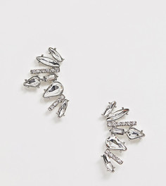 True Decadence Exclusive crystal ear climber earrings-Серебряный