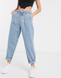 Светлые джинсы с защипами и плиссировкой Missguided-Синий