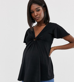Топ с рукавами-кимоно и кольцом ASOS DESIGN-Черный