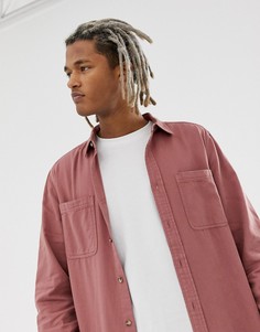 Розовая саржевая рубашка классического кроя ASOS DESIGN-Оранжевый