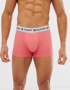 Розовые боксеры-брифы с контрастным поясом и логотипом-флагом Tommy Hilfiger-Розовый