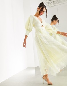 Платье миди из органзы в клетку ASOS EDITION-Желтый