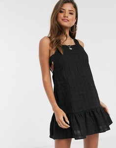 Черный фактурный сарафан мини ASOS DESIGN