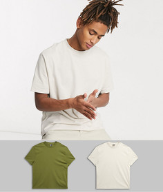2 свободных футболки с круглым вырезом из органического хлопка ASOS DESIGN - Скидка-Мульти