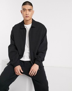 Черная трикотажная oversized-куртка Харрингтон ASOS DESIGN-Черный