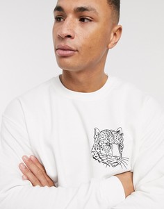 Белый джемпер с логотипом в виде леопарда Topman