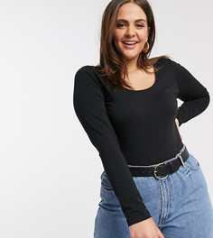 Боди рыжего цвета с овальным вырезом Vero Moda Curve-Красный