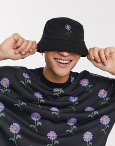 Черная панама с вышивкой ASOS DESIGN-Черный