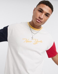 Белая футболка с контрастными рукавами New Look-Белый