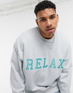 Голубой джемпер с надписью "relax" Topman-Синий