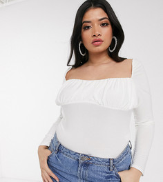 Боди белого цвета с отделкой Missguided Plus Size-Белый