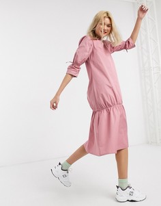 Платье макси из органического хлопка с оборками Damson Madder-Розовый