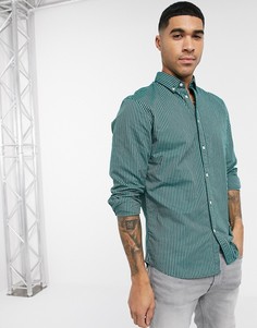 Рубашка в полоску с длинными рукавами Selected Homme-Зеленый