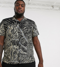 Черная рубашка с зебровым принтом Topman Big & Tall-Черный