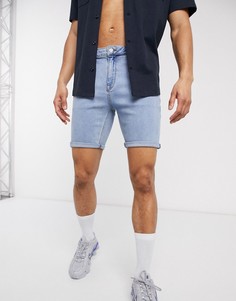 Голубые джинсовые шорты скинни ASOS DESIGN-Синий
