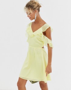 Платье мини с оборками Glamorous-Желтый