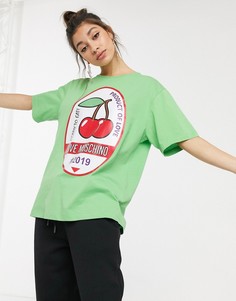 Футболка с принтом вишен Love Moschino-Зеленый