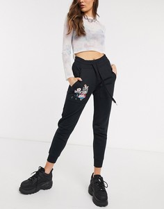Джоггеры с цветочным принтом и логотипом Love Moschino-Черный