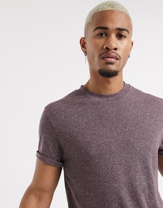 Бордовая футболка с отворотами на рукавах ASOS DESIGN-Красный