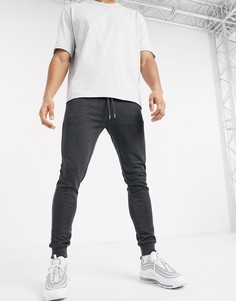 Черные меланжевые джоггеры скинни ASOS DESIGN-Черный