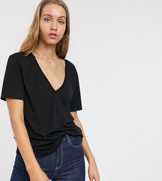 Черная свободная футболка с V-образным вырезом ASOS DESIGN Tall-Черный