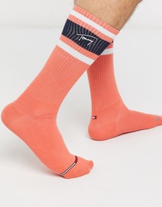 Коралловые носки с логотипом в стиле ретро Tommy Jeans-Розовый