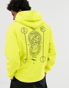 Лаймово-зеленый oversize-худи с мифологическим принтом на спине ASOS DESIGN