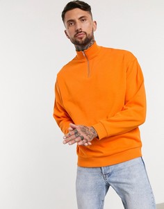 Оранжевый oversized-свитшот с короткой молнией ASOS DESIGN