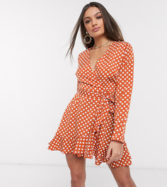 Платье в горошек с оборкой по краю Missguided Petite-Мульти