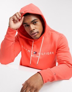 Худи выбеленного красного цвета с логотипом-флагом Tommy Hilfiger-Красный