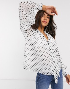 Прозрачная блузка в горошек с завязкой на бант ASOS DESIGN-Мульти