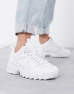 Белые бархатные кроссовки со стразами Fila Disruptor II-Белый