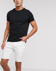 Белые рваные джинсовые шорты скинни ASOS DESIGN-Белый