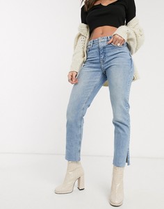 Выбеленные прямые джинсы с разрезами у края Topshop-Синий