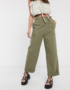Зеленые джинсы прямого кроя Free People-Зеленый