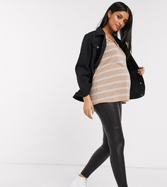 Футболка в полоску с V-образным вырезом ASOS DESIGN MATERNITY-Розовый